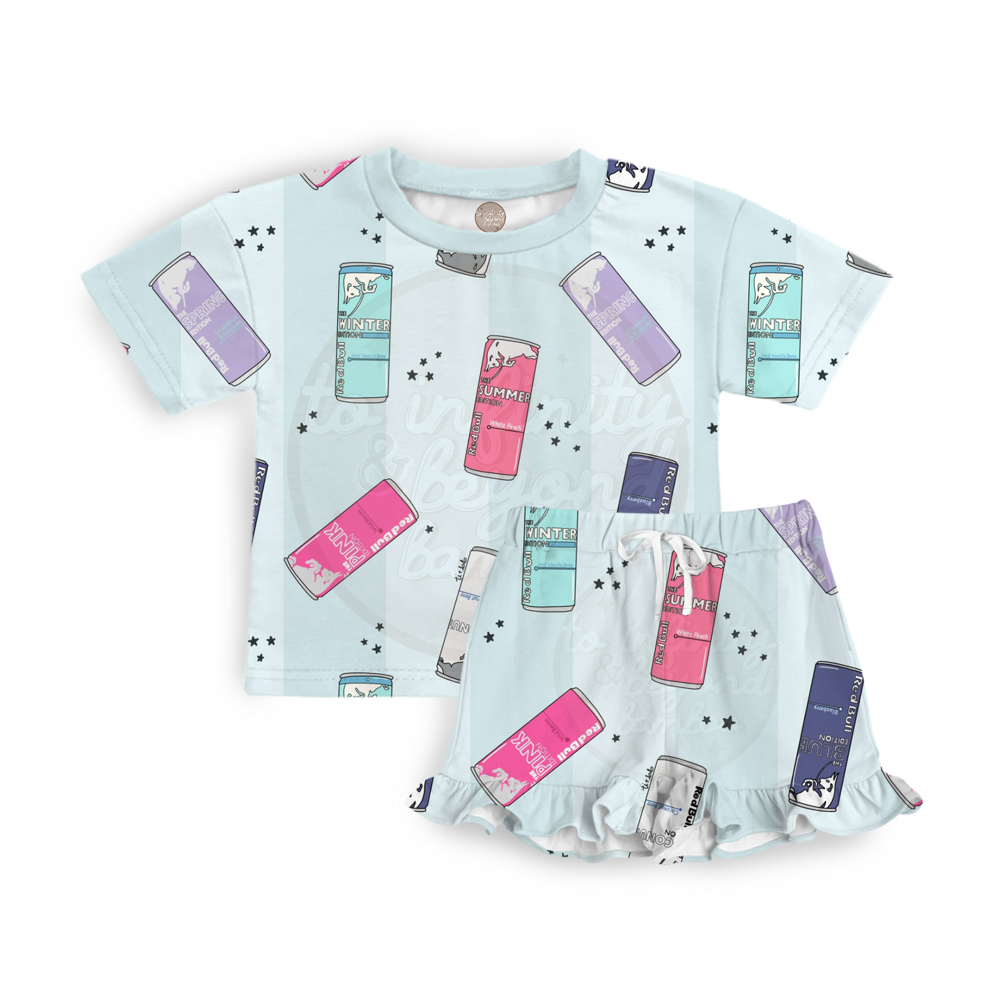 CRAVINGS | short sleeve shirt with ruffle shorts set