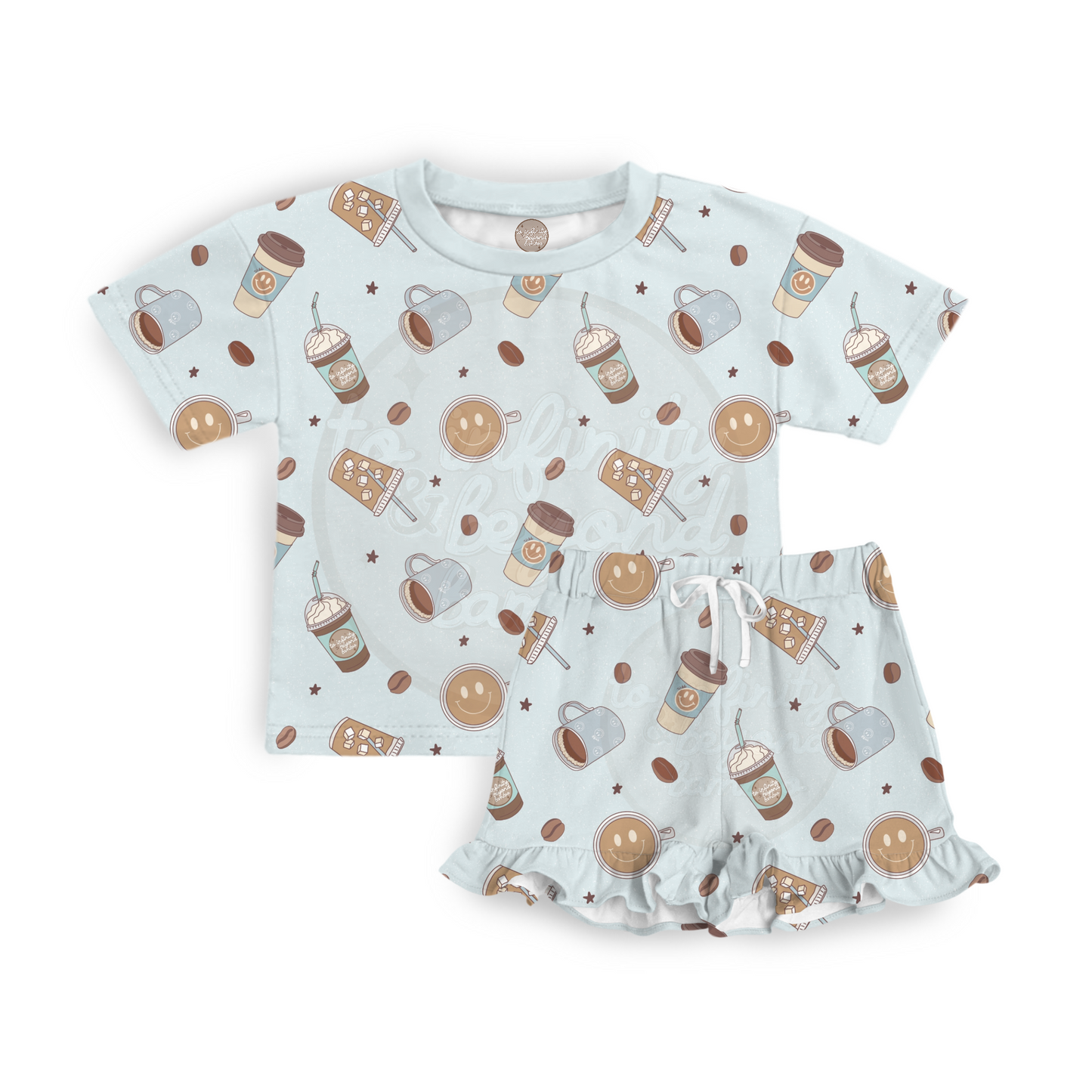 CRAVINGS | short sleeve shirt with ruffle shorts set
