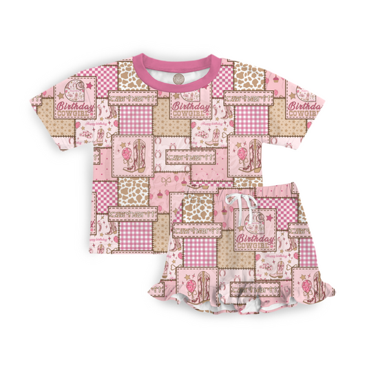 BIRTHDAY | short sleeve shirt with ruffle shorts set